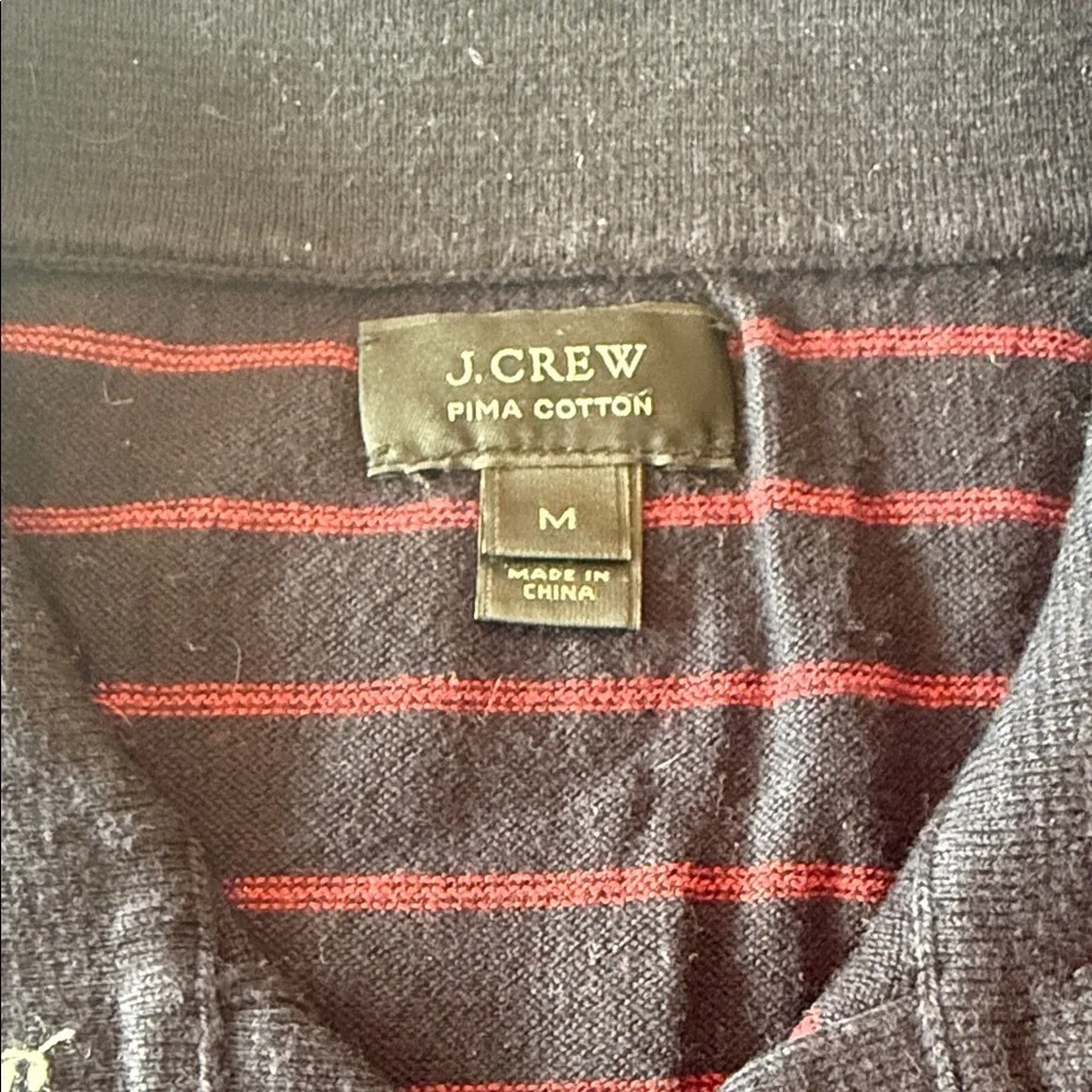 J. Crew Navy and Red Striped Italian Polo Shirt
